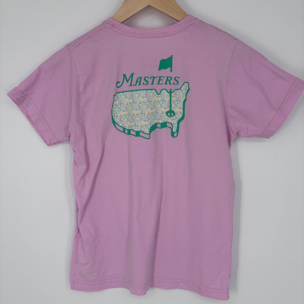 Masters Kids T-Shirt Size L Pink Floral Logo Graphic Golf Preppy Souvenir Tee